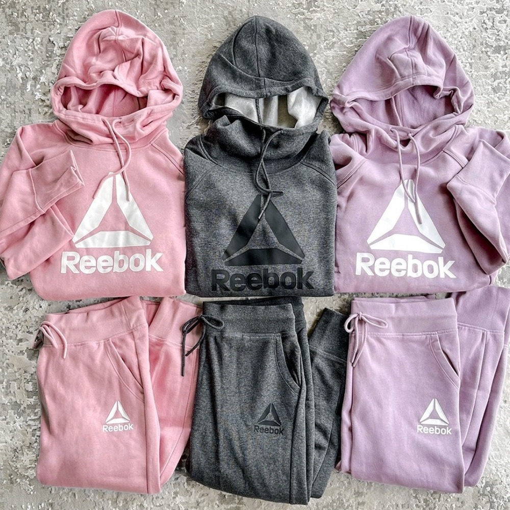 Reebok - Pink -  Women's Athleisure Fleece Hoodie & Pant Set - Size Medium